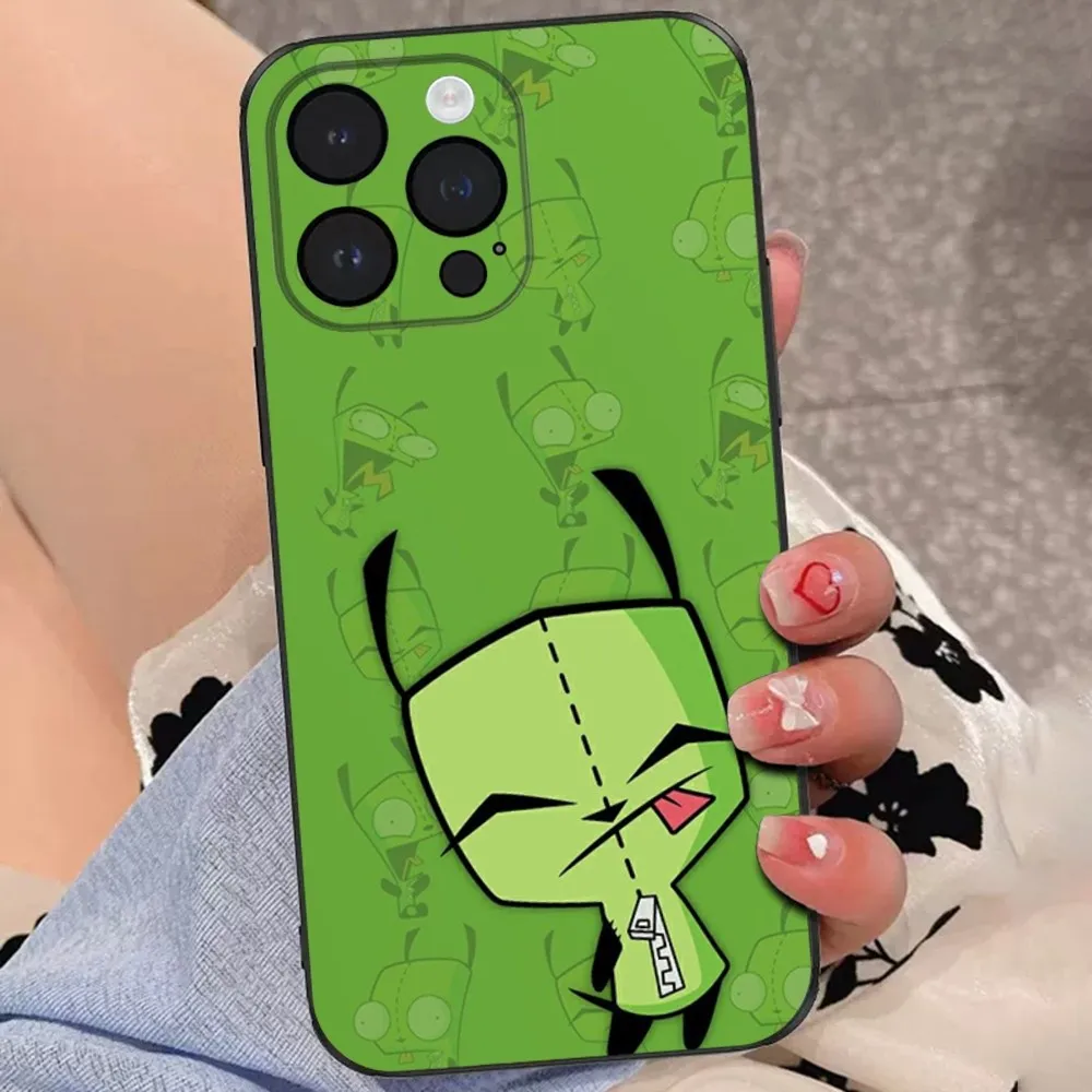 Чехол для телефона Cartoon Invader Z-Zim iPhone 15 14 13 12 11 Plus Pro Max XR XS X 7 8 SE Mini Soft Black Cover