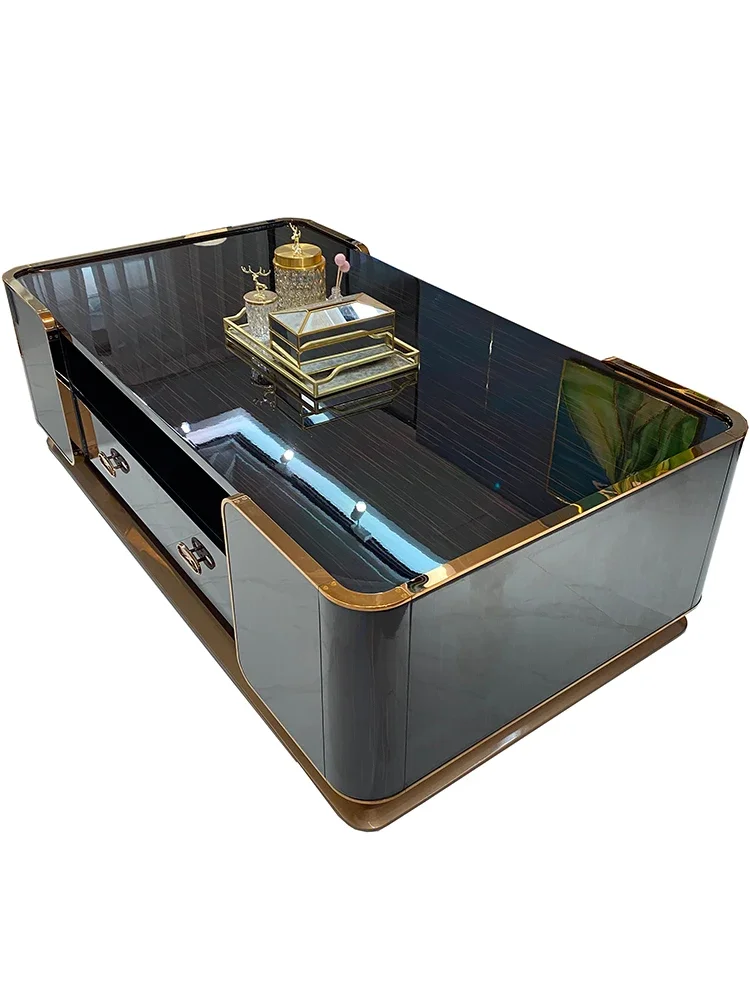 Итальянский роскошный длинный чайный столик из массива дерева тумба для