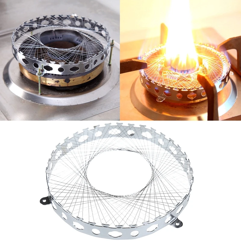 

Круглая газовая плита из нержавеющей стали, газовая горелка, ветрозащитная, энергосберегающая круглая крышка, чехол, сетка, кухонные аксесс...