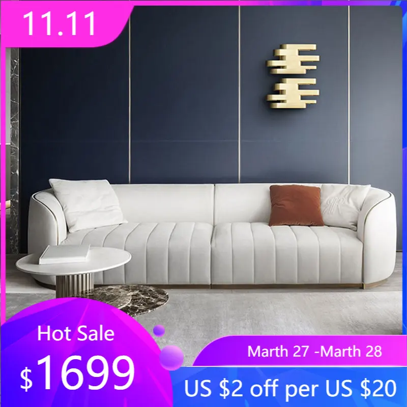 

Итальянский стиль, роскошный диван для гостиной, комбинация из первого слоя воловьей кожи, Трехместный Размер, современный минималистичный стиль на заказ