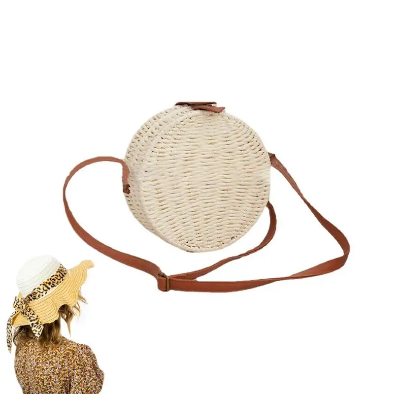 

Соломенная Сумка на плечо ручной работы для женщин, плетеная Уличная Повседневная сумка для покупок из искусственного ротанга, пляжная сумка через плечо, подарок для женщин и мам
