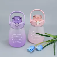 1300ml Water Bottle 1.3 Litre With Straw Strap For Girls Kids Adults Large Capacity Outdoor Sports Creative Cute Sticker