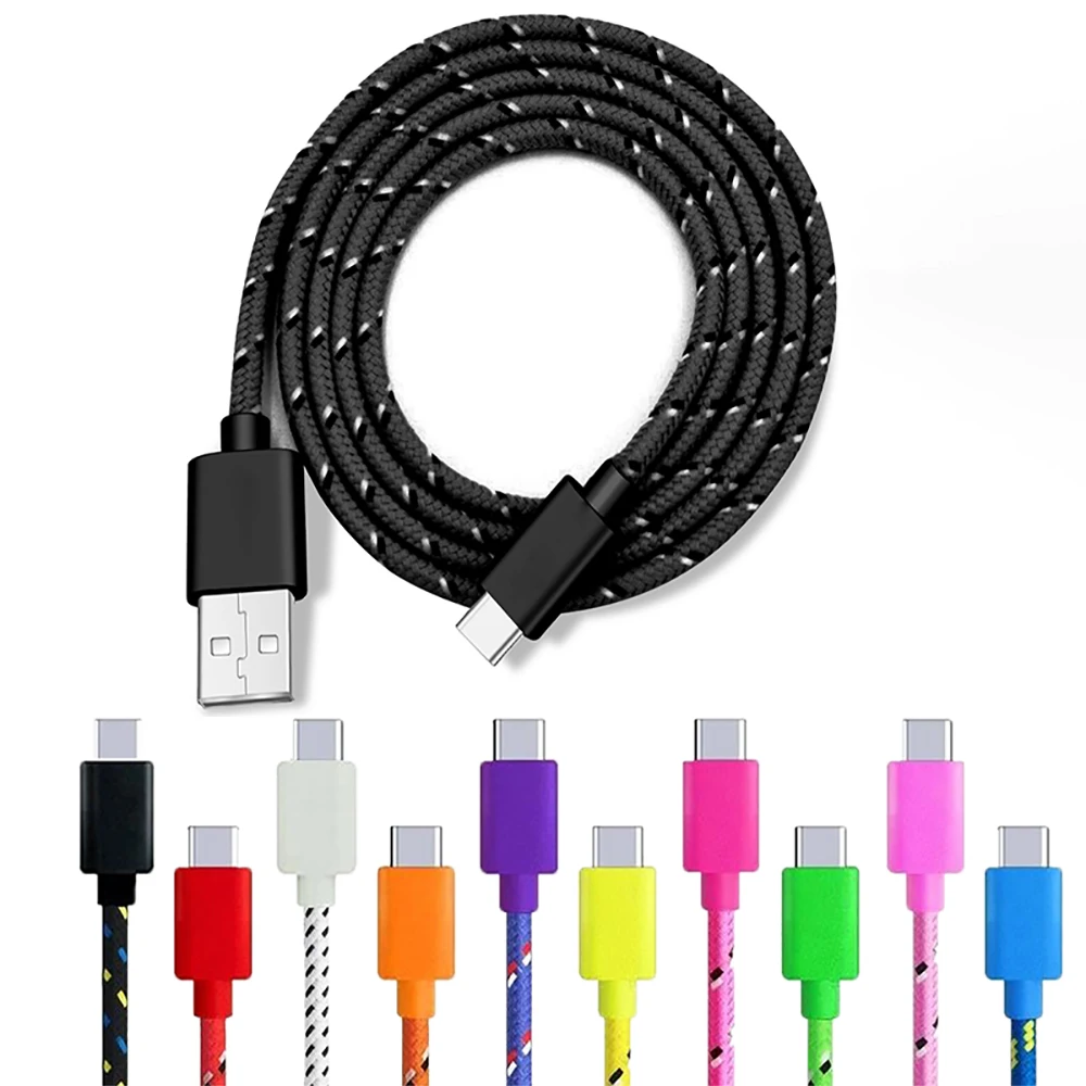 

USB Type C Cable Nylon Fast Charging Data Cord for Samsung S21 Oneplus 9 Xiaomi Mi10 Huawei P40 Mobile Phone Type-c USB-C Cables