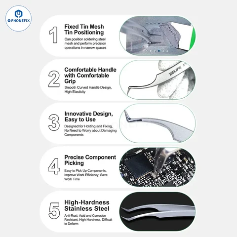 SUNSHINE ST-17A Сверхточный пинцет для мобильного телефона, пинцет для позиционирования микросхем, оловянный посадка, ремонт трафарета BGA