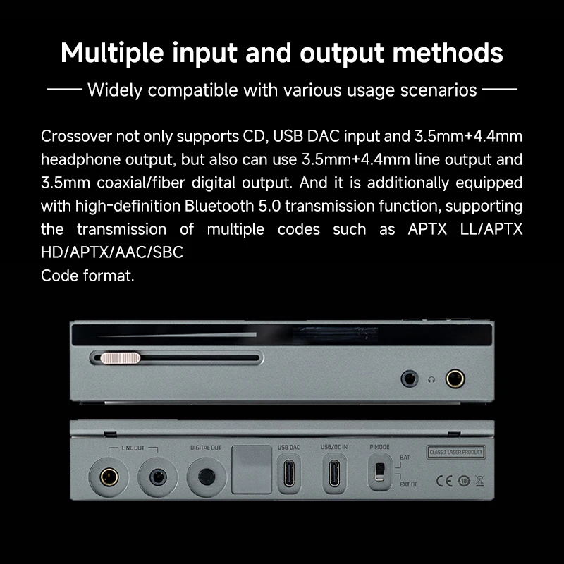Фото Портативный настольный CD-плеер SHANLING x Water Moon Rain Crossover EC ZERO T с Bluetooth, ЖК-дисплеем, DAC и усилителем для наушников №3