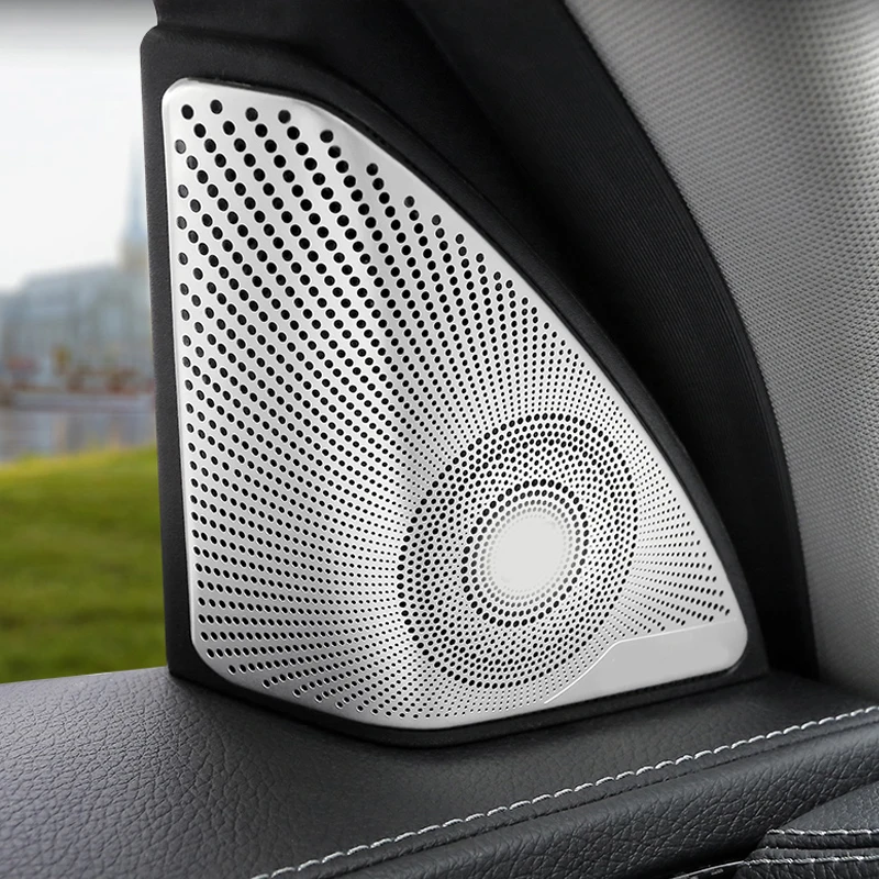 

Stainless Steel Tweeter Speaker Cover Trim For Mercedes Benz C E Class GLC W213 W205 X253 Matte Car Door Audio Speaker Cover
