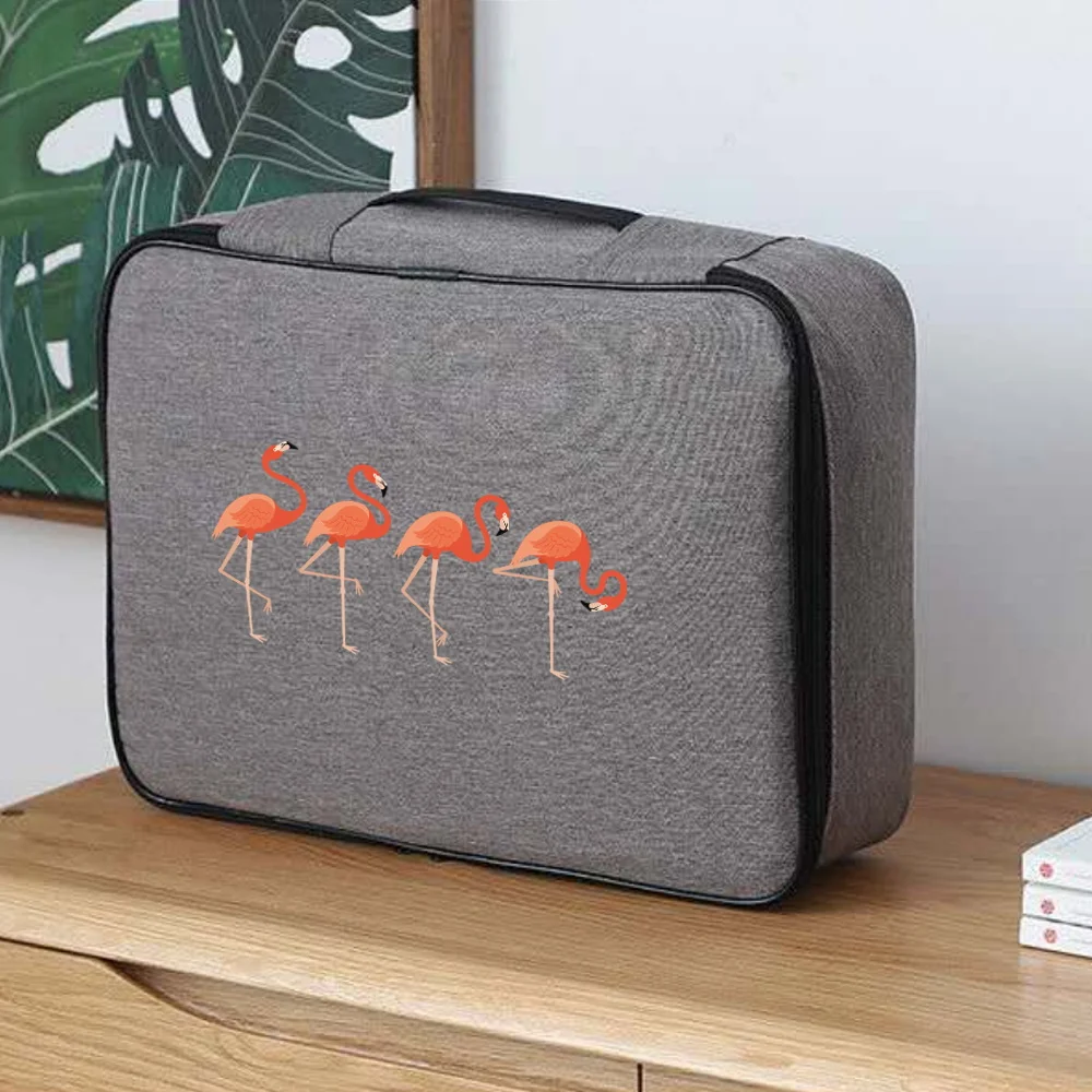 Multi-Layer Document Storage Bag Large Capacity Certificate Organizer Case Passport Briefcase Flamingo Pattern File holder Case