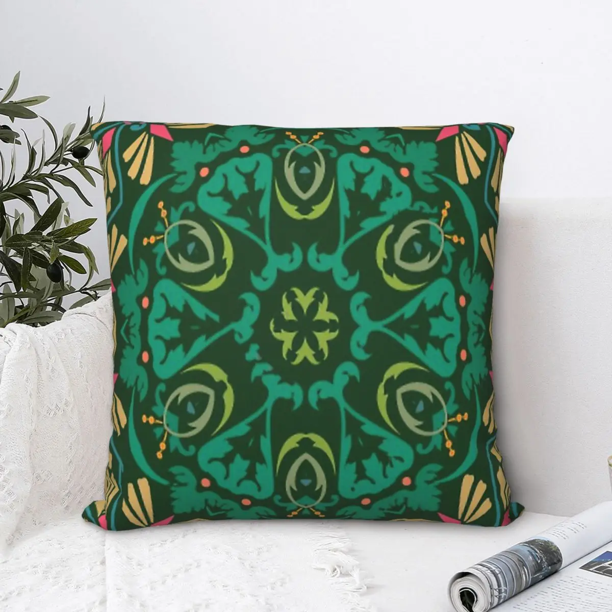 

Green Design Throw Pillow Case Oriental Rug Short Plus Cushion Covers Home Sofa Chair Decorative Backpack