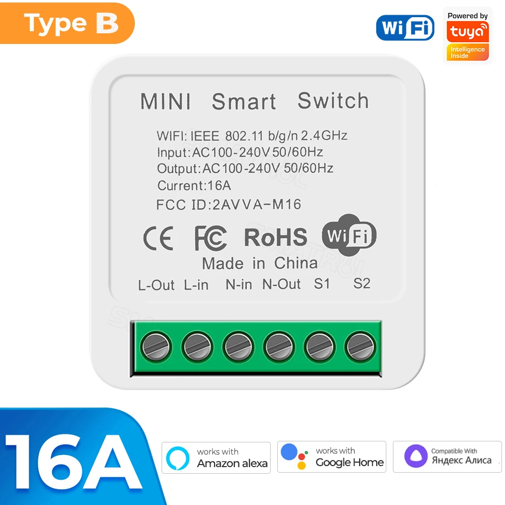 

Tuya 16A Mini Wifi Zigbee Smart Switch Supports 2 Way Timing Control Automation Module Smart Life App for Alexa Google Home