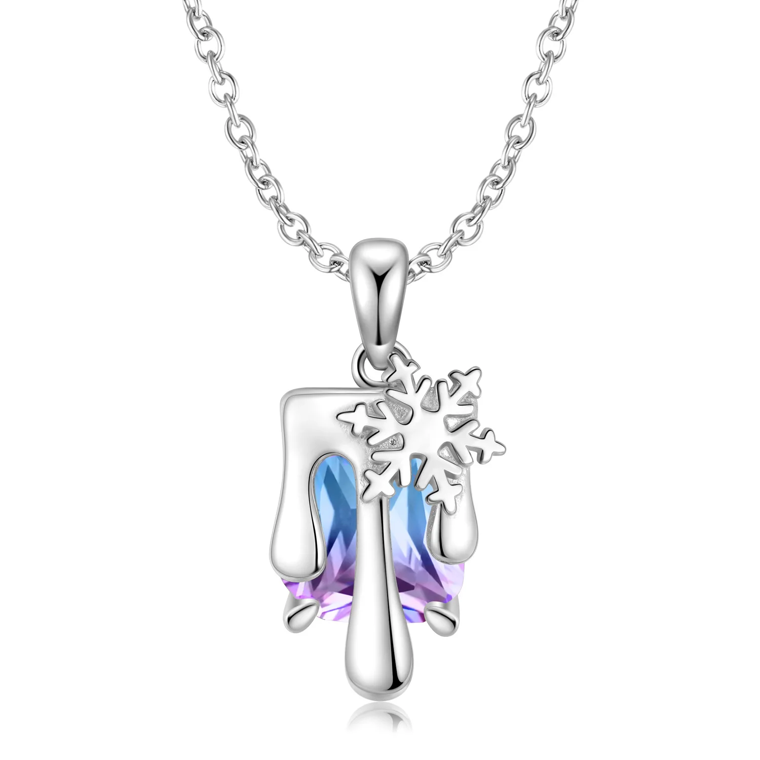 

Luxury S925 Sterling Silver Snowflake Ice Cream Pendant Necklace for Women Party Fine Jewelry Cute Birthday Gift for Girl