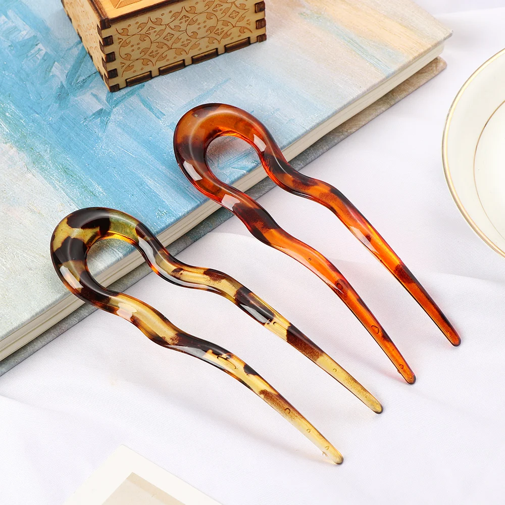 

Women Hair Care Vintage Metallic Hair Accessories Hair Fork Hairpin U Shape Hair Clip Hair Sticks Acetate hairpins
