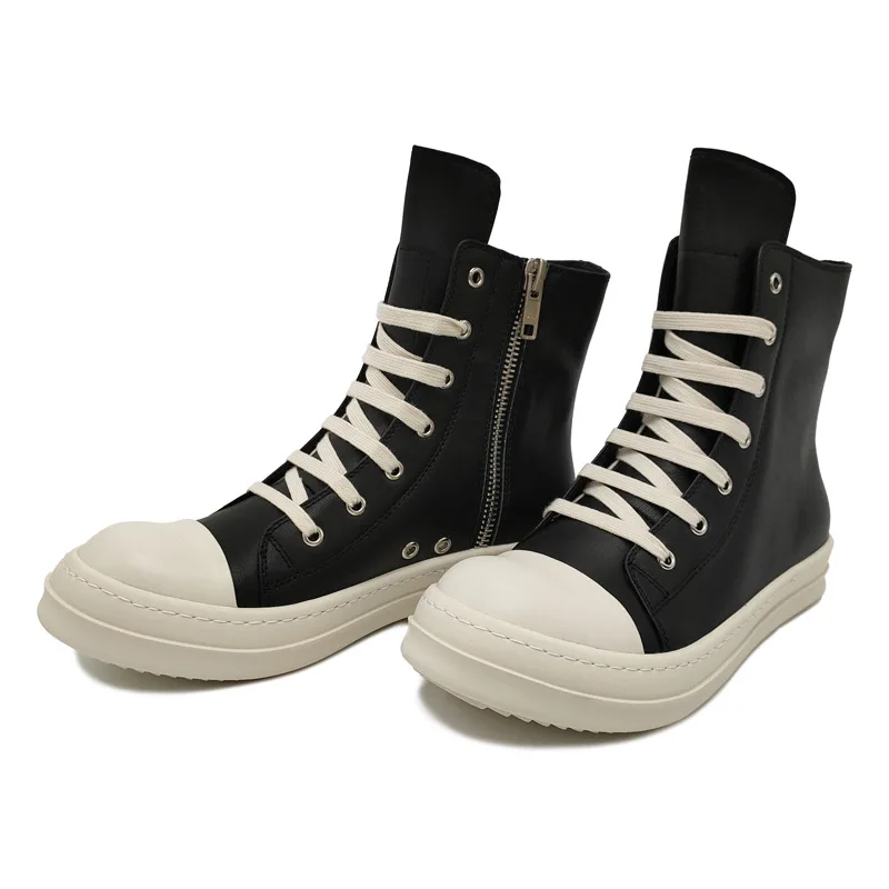 

Unisex Shoes for Men and Women Genuine Leather Sneakers Platform Sport Casual Boots Couple Comfortable High Top Vulcanized Shoes