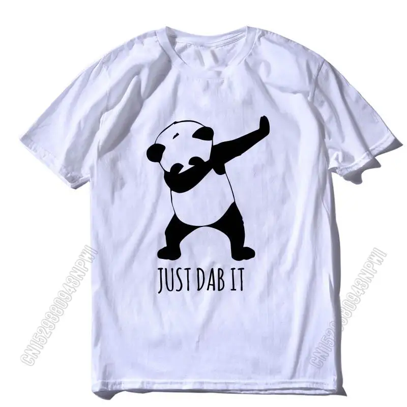 

100% Cotton Summer Loose Just Dab It Panda Print Men T Shirt Casual Graphic Design Mens Tshirt Crew Neck Tee Shirts