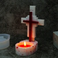 unique cross candle holder molds 3d candlestick silicone mold for diy resin casting crafts and cement home decorations
