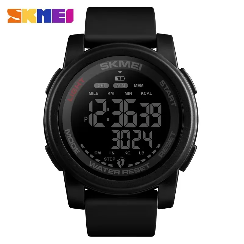 SKMEI For Men Pedometer Data Clock relogio masculino 2 Time Mileage Watches Mens Calorie Distance Digital Sport Wrist Watch