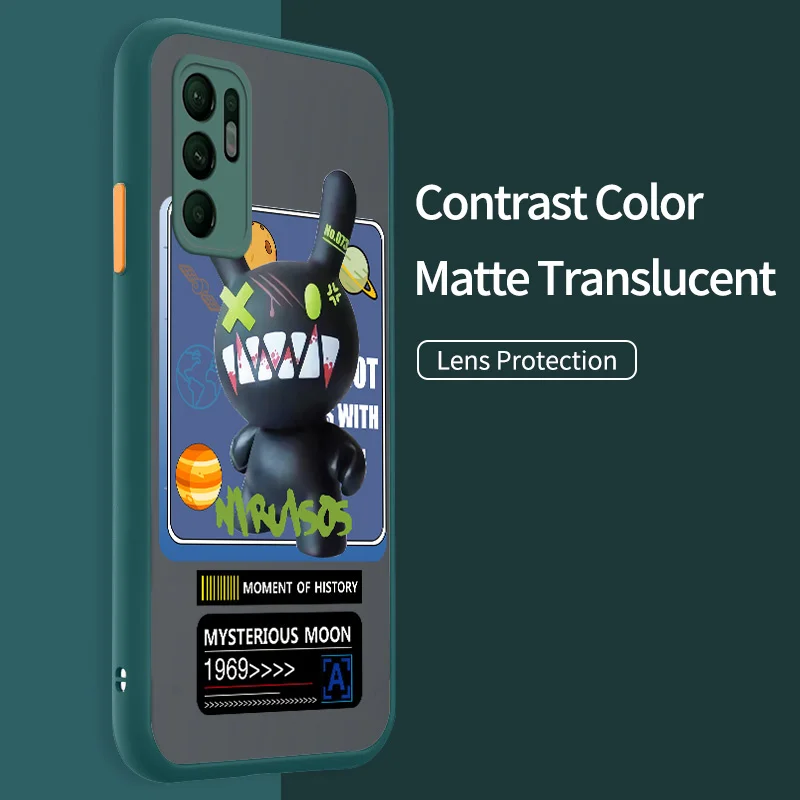 

Translucent Matte Phone Case for OPPO Reno6 Reno6 Pro Plus Reno Z 7 8 Find X5 Lite F21 Pro A96 China Astronaut Armor Cover