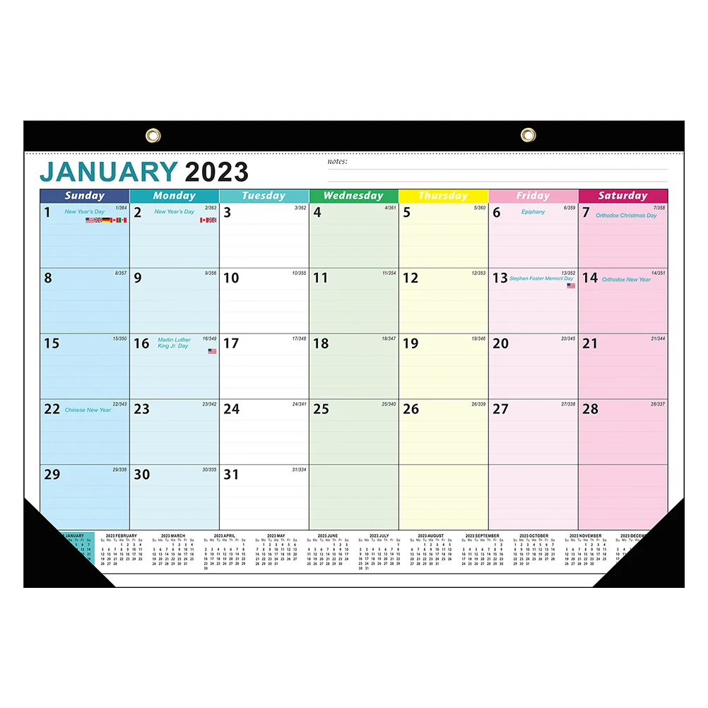 

18 Month Calendar Daily Plan Desktop Hanging English Months 2023-2024 Wall Inner Page 100g Writing Paper Office Home