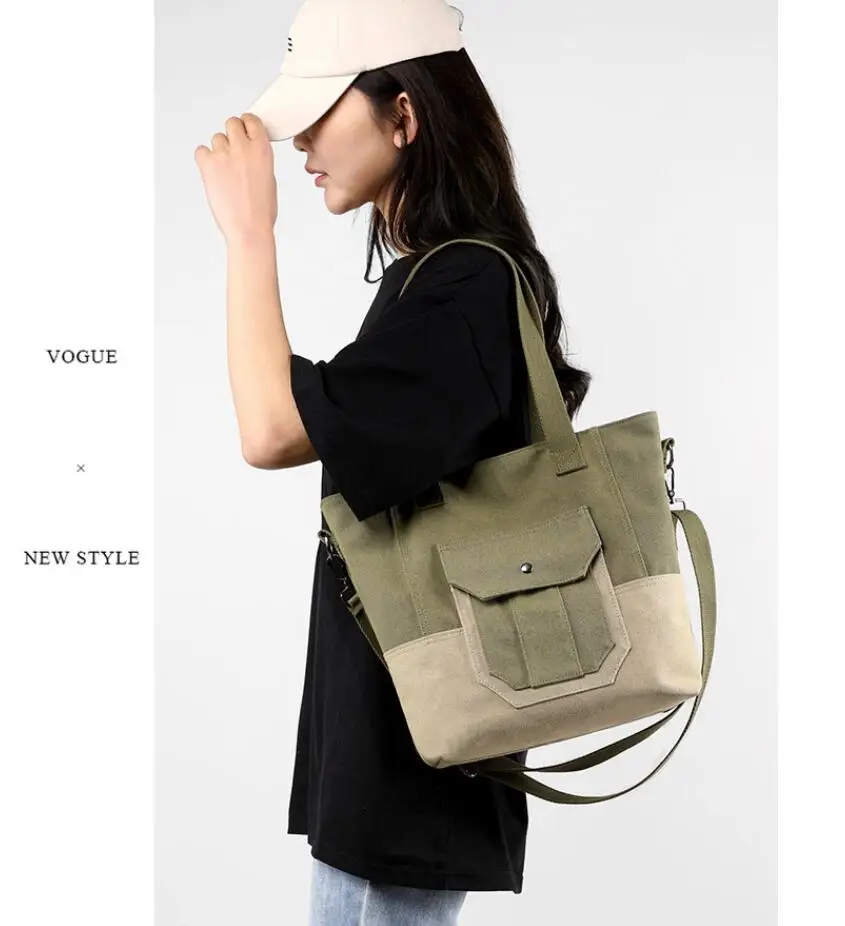 

Новинка 2023, женская сумка на одно плечо, трендовая универсальная вместительная Портативная сумка-мессенджер, повседневная Холщовая Сумка контрастных цветов