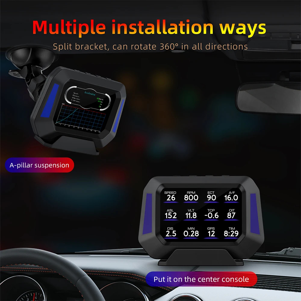 

3.5 Inch P21 4x4 Inclinometer Car Level Sensor HUD Gradient GPS Real-Time Off-road Vehicle System Speedometer Auto Accessories