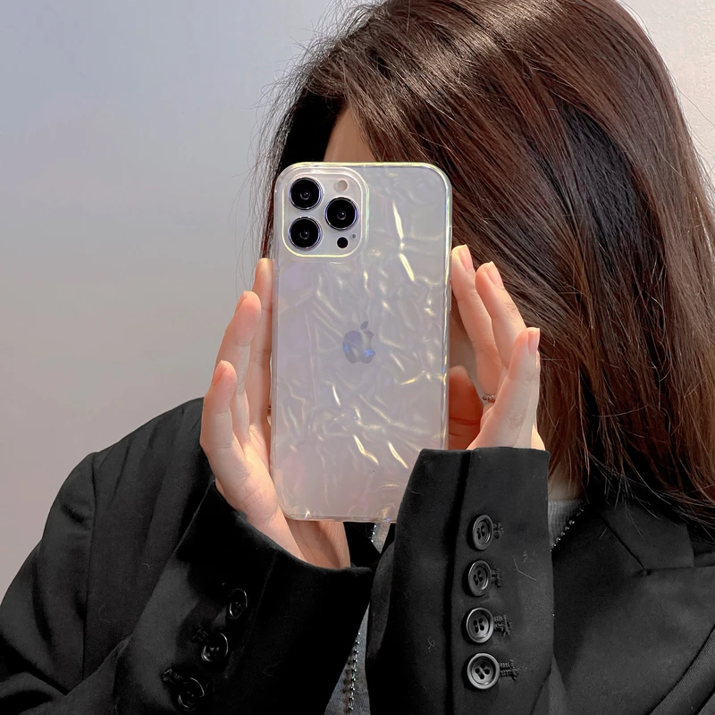 

Роскошный Блестящий Прозрачный 3D чехол для телефона с рисунком из оловянной бумаги для iPhone 11 12 13 Pro Xs Max Xr Xs 7 8 Puls мягкий чехол Coque