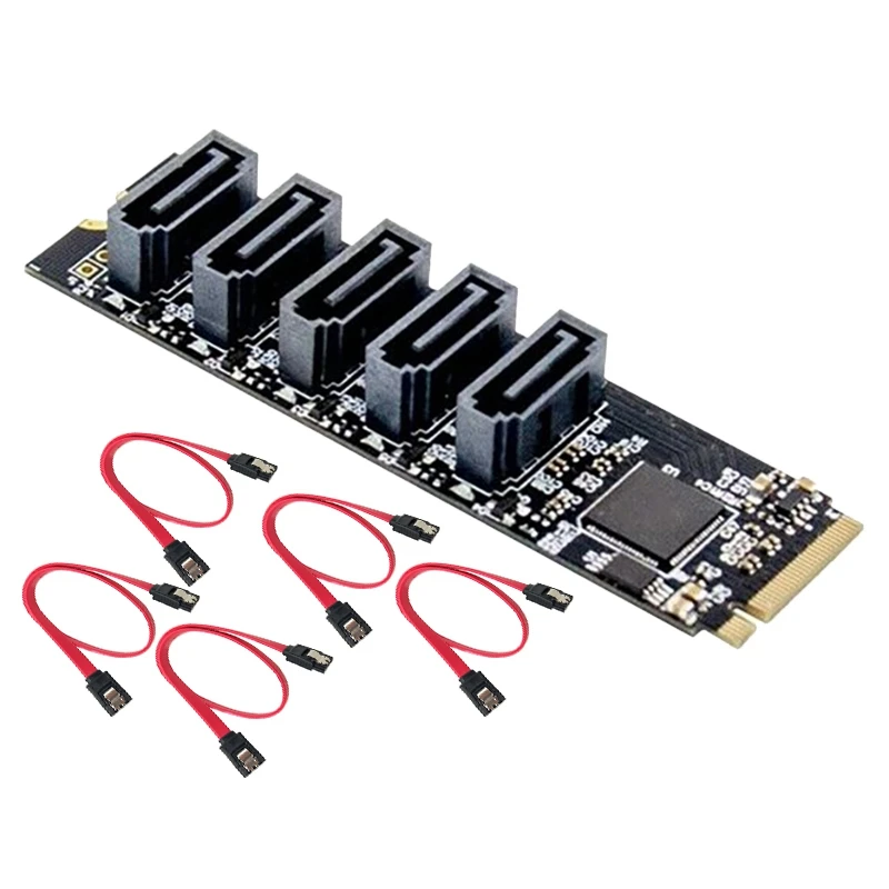 

M2 To SATA3 Expansion Card M.2 NVME To 5-Port SATA3.0 Solid-State Drive Adapter Card For Desktop Computers SSD And HDD