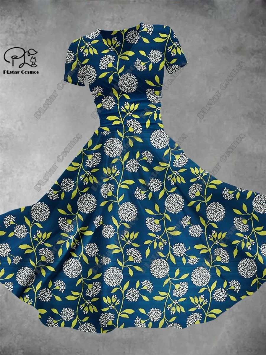 Женское платье с коротким рукавом и V-образным вырезом