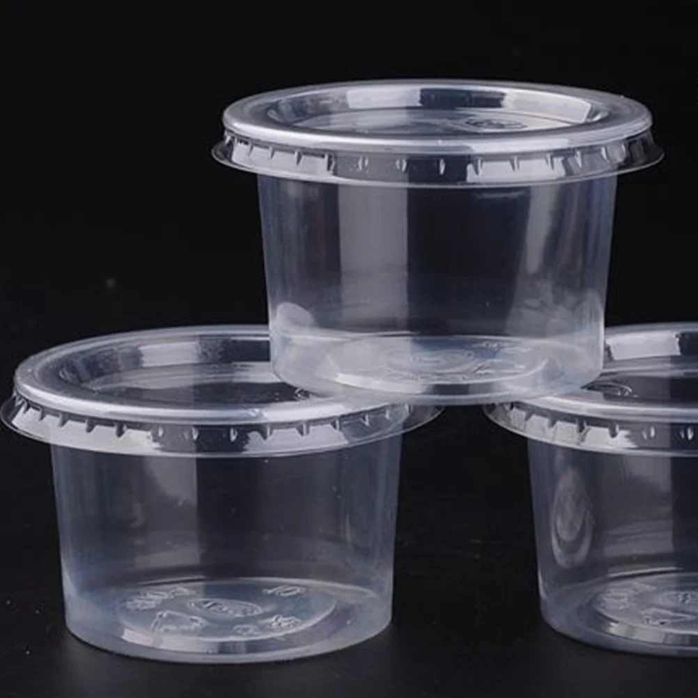 

50PCS 140ml Disposable Plastic Container Clear Portion Cups Bowls with Lids for Mousses Sauce Jelly Yogurt