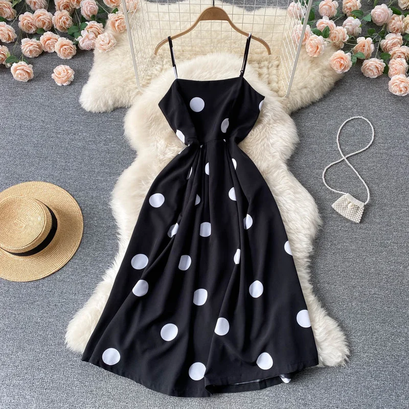 Gaganight женское платье в горошек на тонких бретельках Новинка лета 2022 Корейская