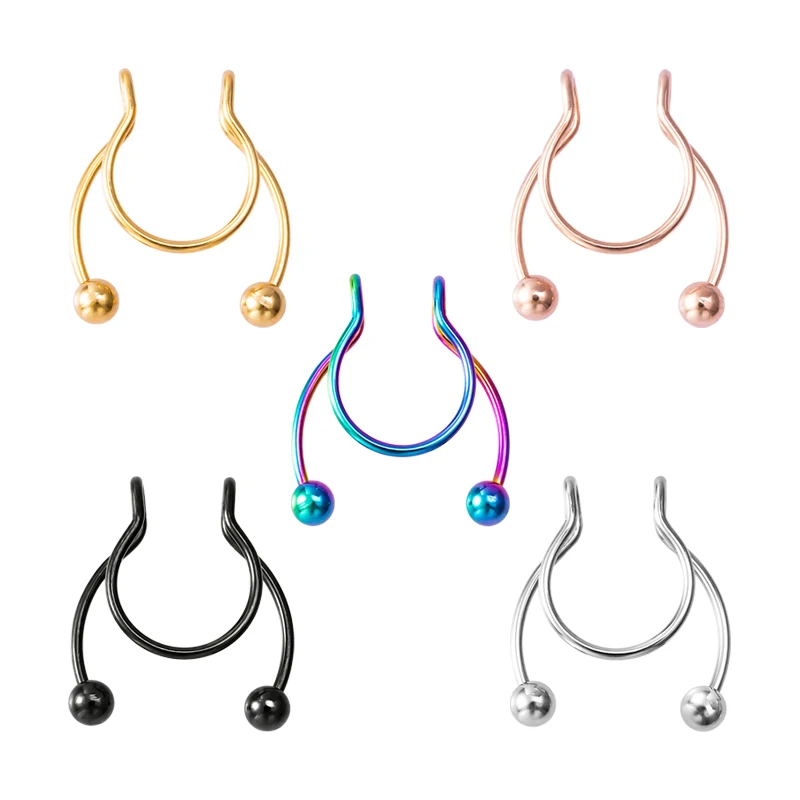 

1pc U Shaped Fake Nose Ring Hoop Septum Rings 316L Surgical Steel Nose Piercing Fake Piercing Oreja Piercing Women body Jewelry