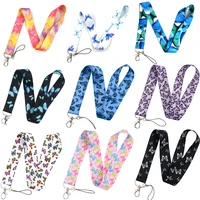 butterfly mobile phone straps keychain lanyards for keys usb id badge holder neck strap keycord webbing ribbon diy hang rope