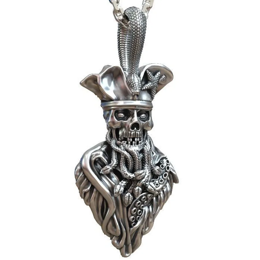 

Кулон в виде трехмерного немертвого черепа, пиратского черепа, змеи, осьминога, щупальца, Стерлинговое Серебро 925 пробы