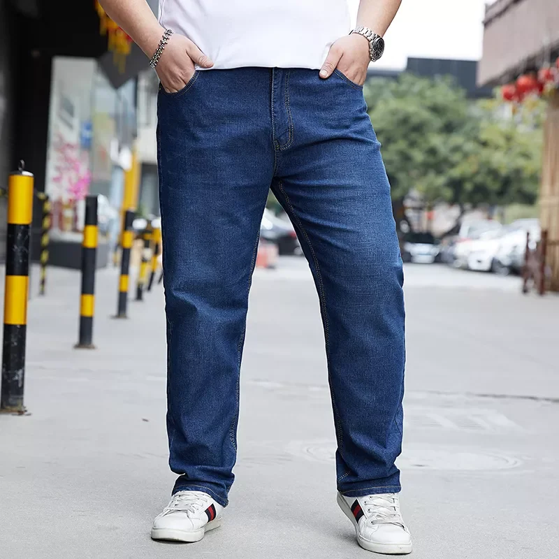2022New Size 46 Men's Clothes Wide Leg Loose Casual Elasticity Jeans 2022 Summer Men Plus Fat Thin Fashion Hip Hop Denim Tro