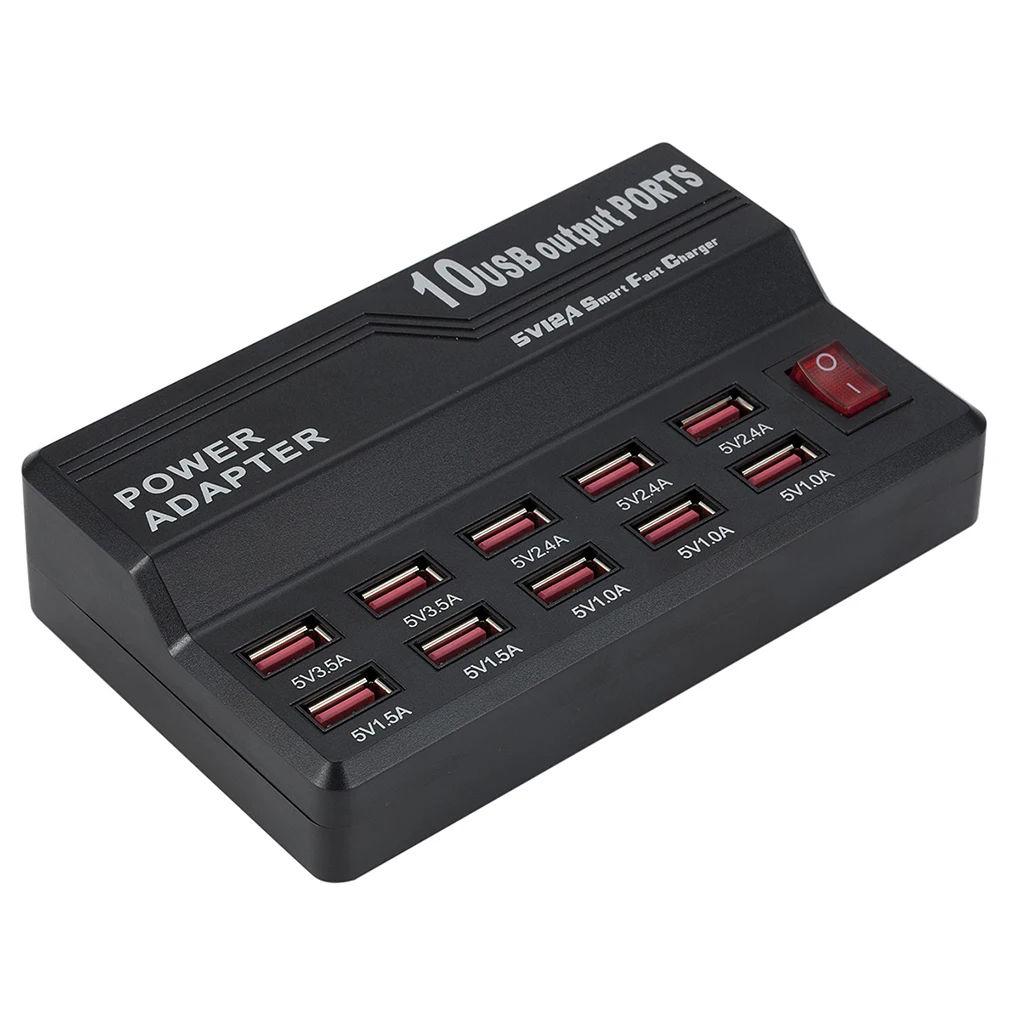 

UK Plug 12A 12 Port Speed Smart USB Cable Charger HUB Multi USB Charging Station Charging Adapter