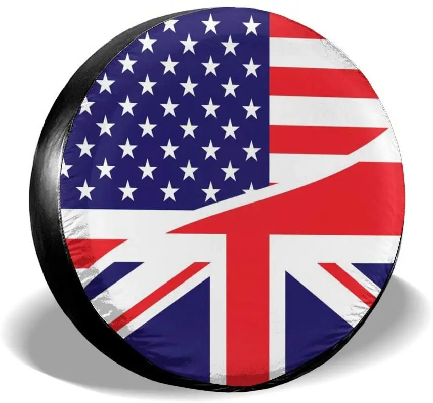 

Foruidea American Flag and The Union Jack British Flag Spare Tire Cover Waterproof UV Sun Wheel Tire Cover Fit for Jeep,