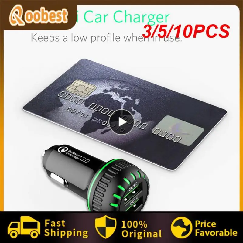 

3/5/10PCS Light And Friendly Design Portable Qc 3.0 Fast Charging Universal Dual Usb Cigarette Lighter Practical Durable