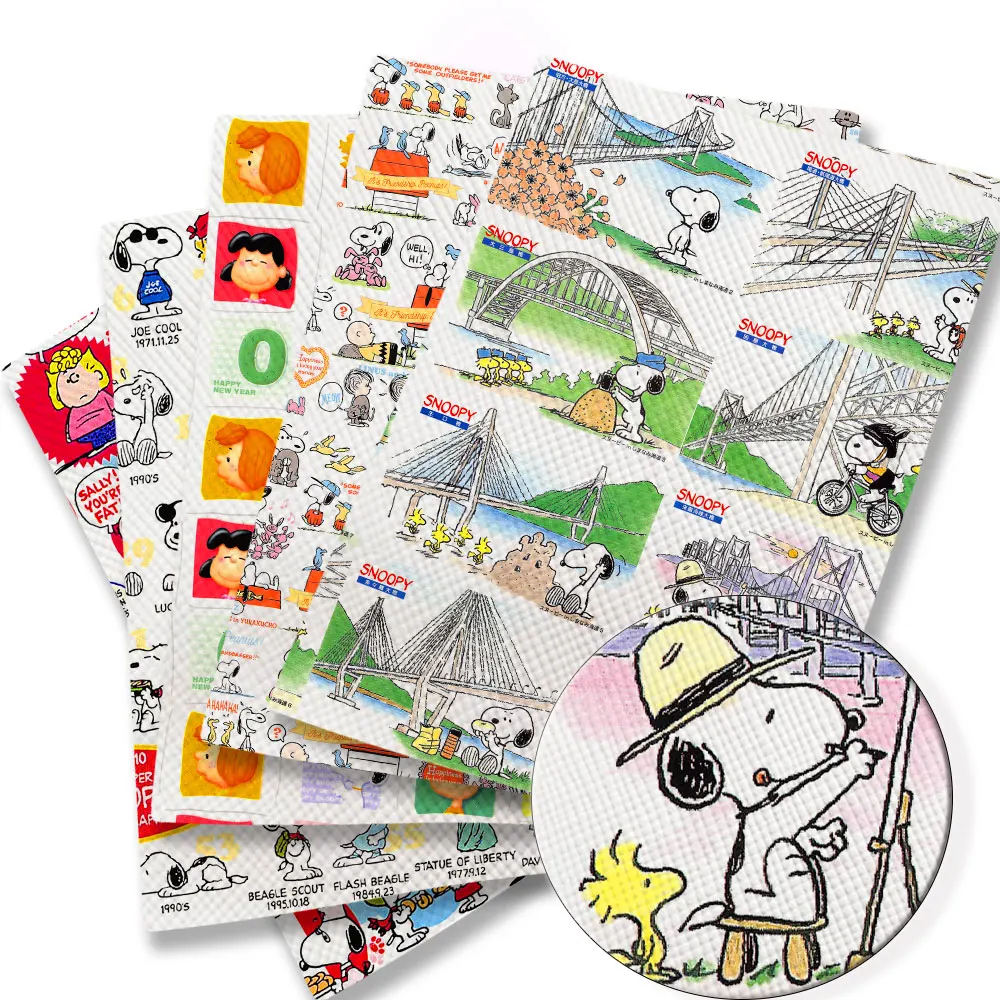 

20*140cm synthetic leather cartoon print Sheets Synthetic Fabric for Earring Bags Bow Jewelry Wallet DIY Craft