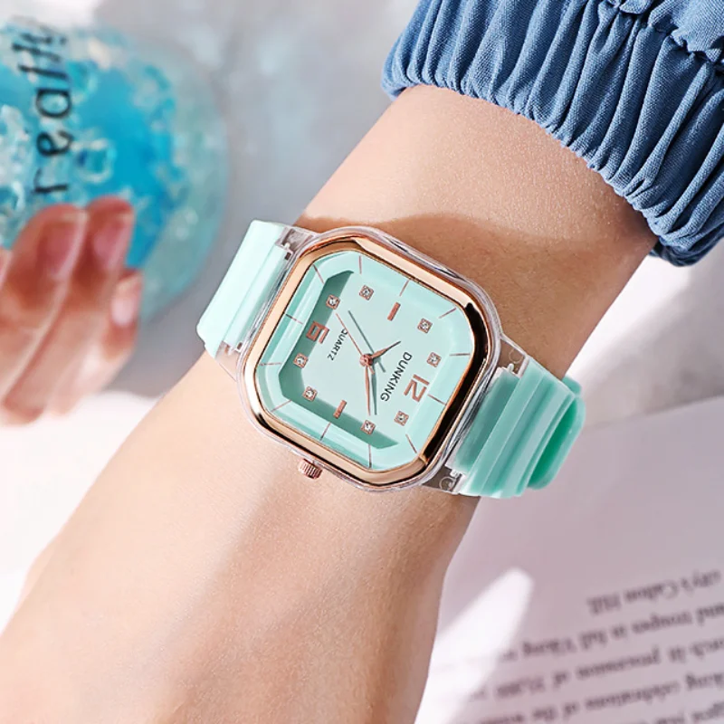 Fashion Silicone Diamond Trend Watch Men and Women Couples Students Light Luxury Watch Design College Style Young Simple Watch enlarge