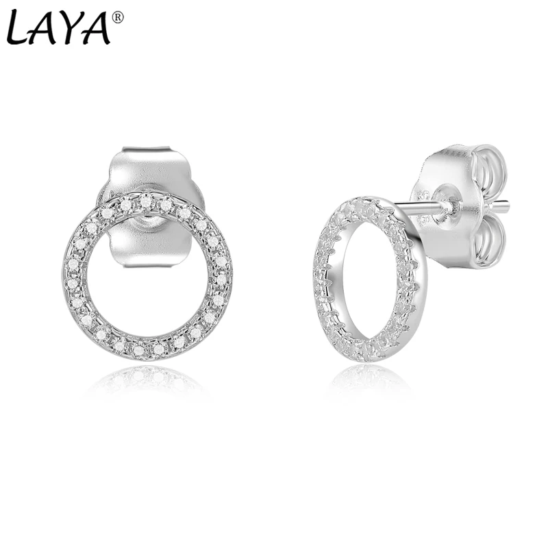 LAYA Стерлингового Серебра 925 Пробы Простой Круг С Сияющим Цирконом