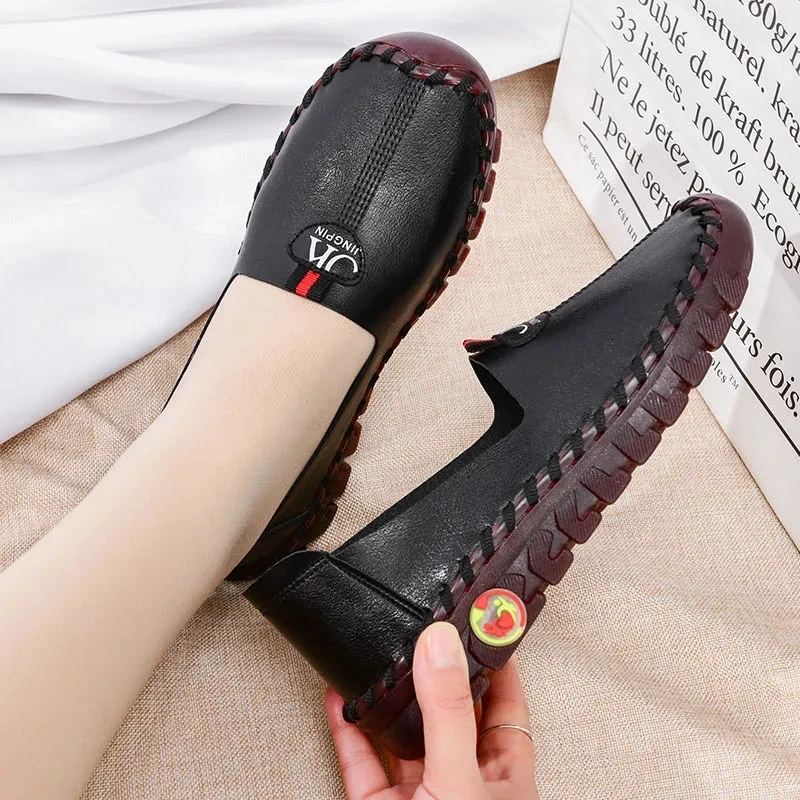 Women Loafers Leather Oxford Soft Sole Flats Casual Ladies Non-Slip Comfortable Mom Spring Autumn Orthopedic Flat Shoes Sneakers
