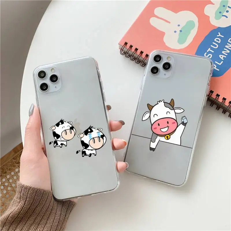 

Cow cartoon cute pattern Phone Case Transparent for Clear iPhone case 11 12 mini pro XS MAX 8 7 6 6S Plus X 5S SE 2020 XR