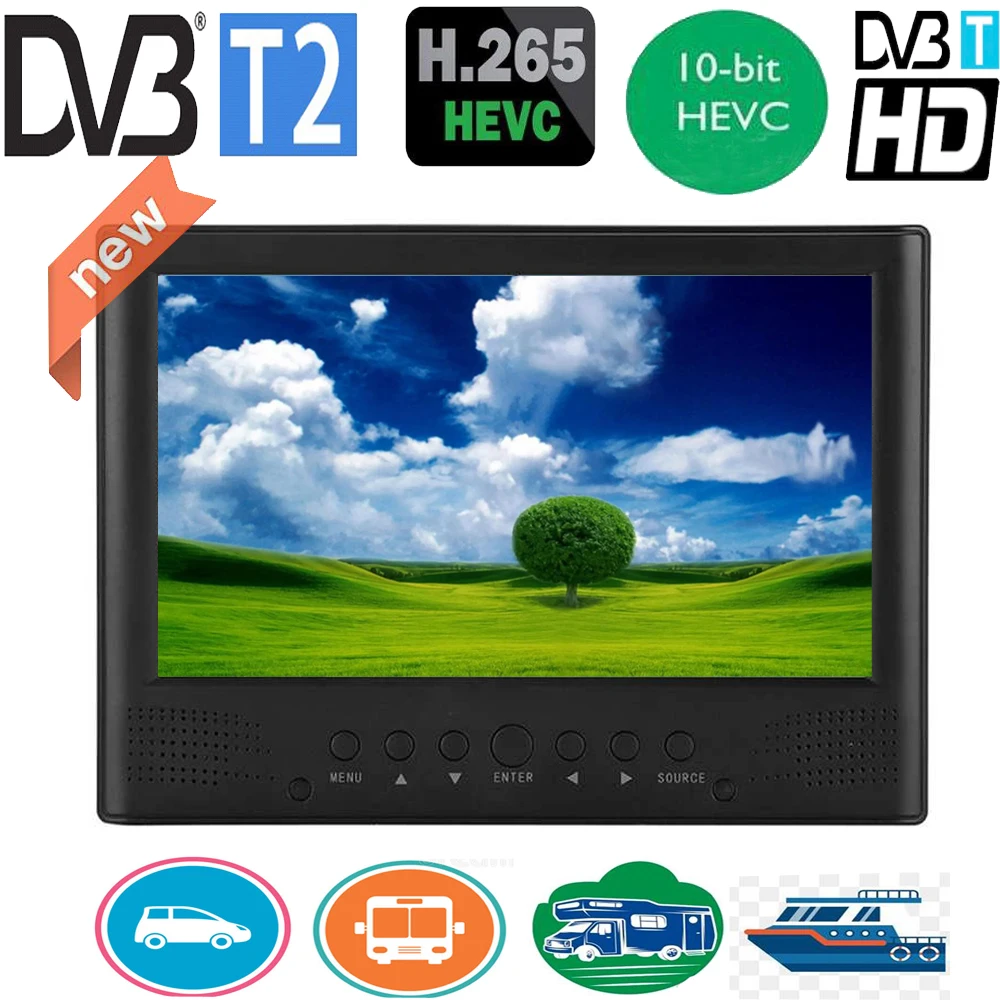 Leadstar 9 Inch Portable Digital Mini Tv With DVB-T-T2 Hevc H265 10Bit Code 16:9 800*480 Dual Speaker Player for Home Car