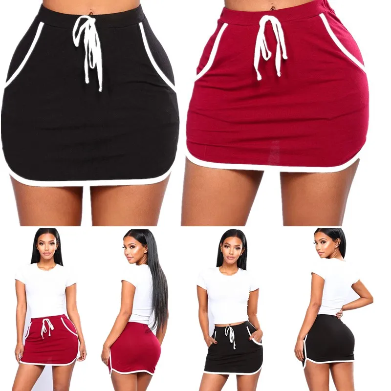 

Summer Women Joggers Fitness Skirt Pockets Sexy Skirt Beach White Sides Sweatpants High Waist Short Skirts Women'S Clothing