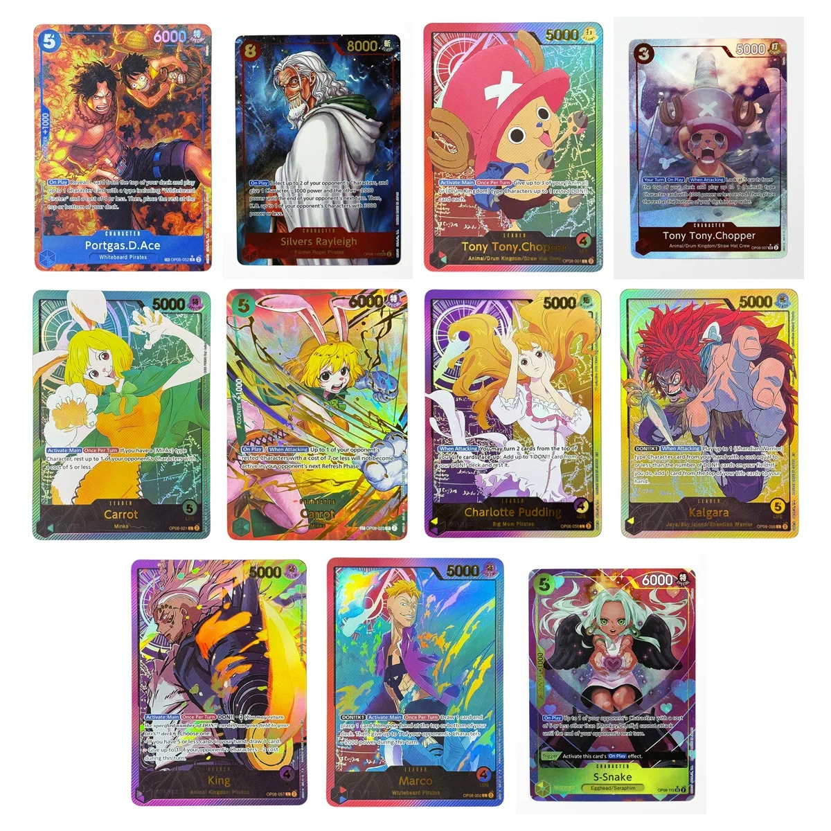 Фото Коллекционная карта One Piece Proxy Card 2025 OP08: Портгас Д. Эйс, Силверс, Рэйли. Аниме TCG, одиночная карта, игрушка, подарок. №1