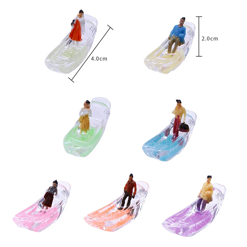 

2pcs Mini Simulation Villain Model Luminous Boat Beach Small Ornaments Diy Bag Key Chain Pendant