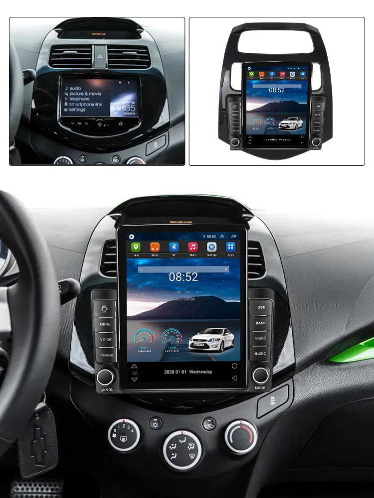 Автомагнитола Tesla Style на Android 11 для Chevrolet Spark Beat Matiz Creative 2010-2014 с GPS-навигацией и