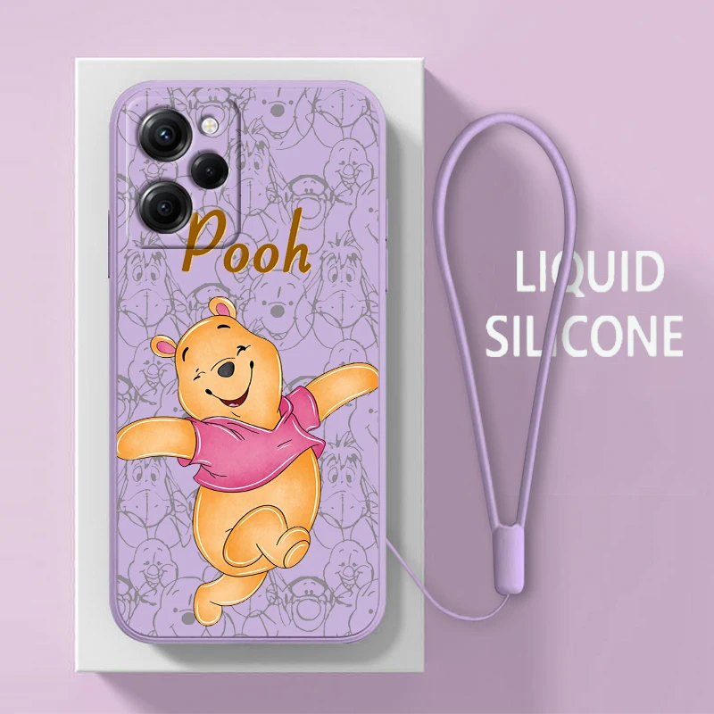 

Winnie the Pooh Anime For Xiaomi POCO X5 M5 C40 M4 X4 F4 C40 X3 NFC F3 GT M4 M3 M2 Pro C3 4G 5G Liquid Rope Phone Case Fundas