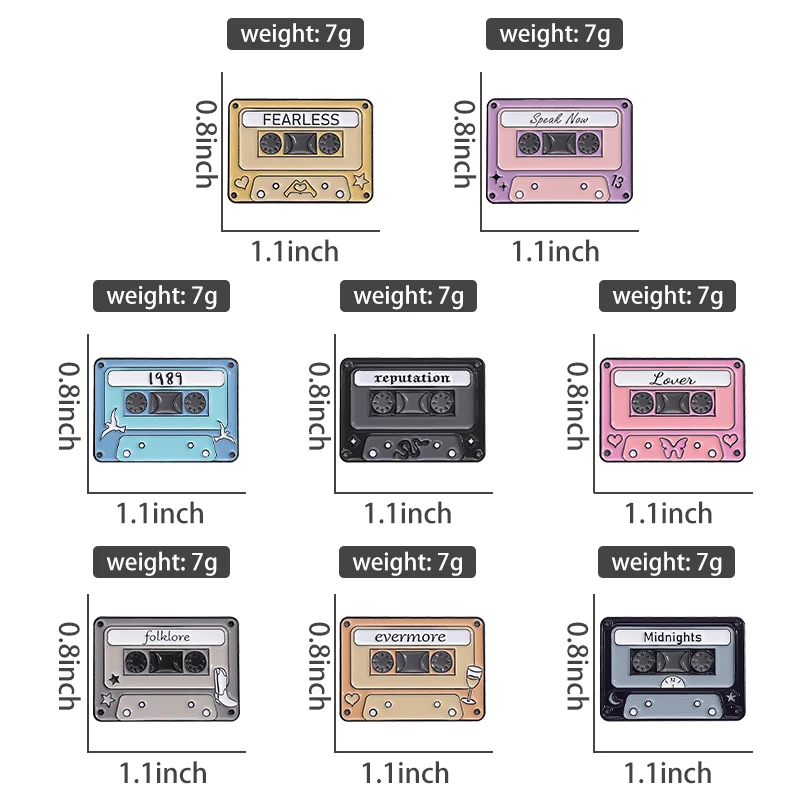 Эмалированные булавки Midnights ретро-радиокассета 80-х годов бесстрашные броши