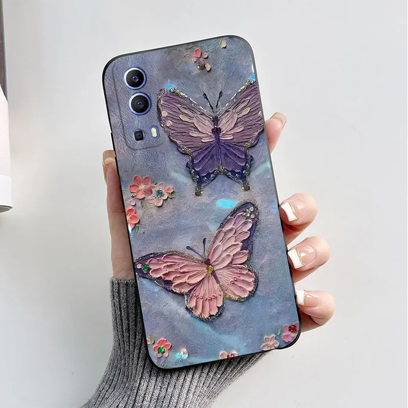 ДЛЯ Vivo Y72 5G Y52 Y75s телефон маска задняя крышка 2024 модная бабочка астронавт Coque Capas