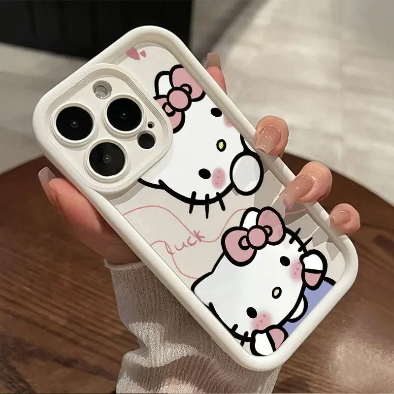 Оригинальный жидкий силиконовый чехол Sanrio Hello Kitty для iPhone 15 14 13 11 12 Pro Max XS XR 8 Plus