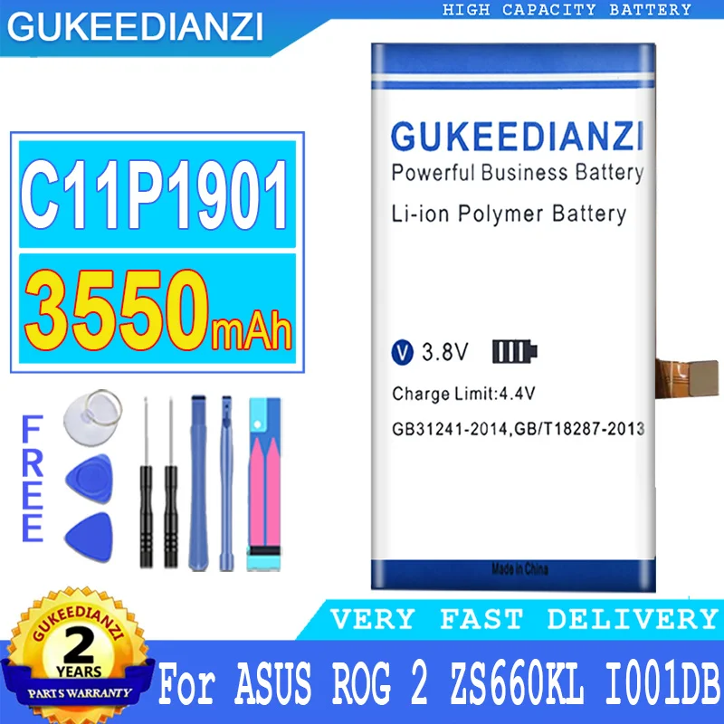 

3550mAh Originnal Battery C11P1901 For ASUS ROG 2 ROG2 ROG Game Phone 2 Phone2 Generation High Quality Battery Li-polym Bateria